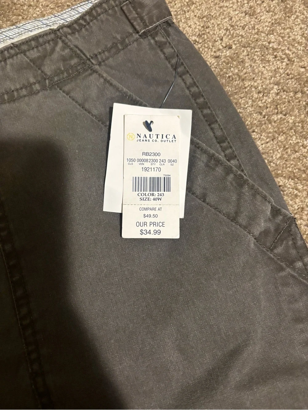 NWT Nautica Jeans Co Cargo Shorts Mens 40W Gray Surplus Field Tested Y2K 2000s